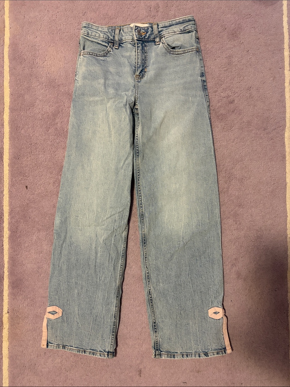 abercrombie kids Light Blue Straight-Leg Jeans with Ankle Loop Detail